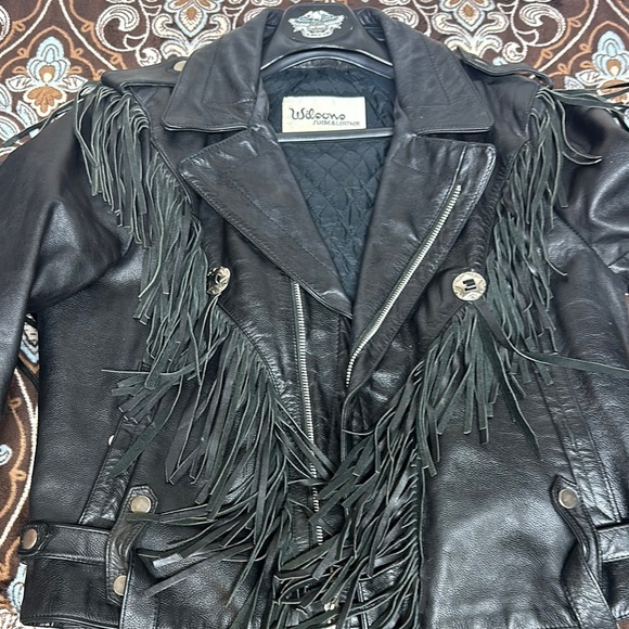 Vintage Wilson Black Leather Fringe Motorcycle Jacket - Picture 15 of 16